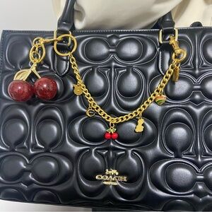 Chic Black Satchel with Gold Details